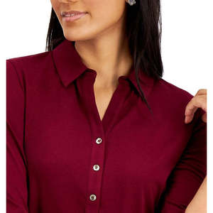 Maglia da donna Charter Club taglia XL in maglia per polo, colore vino, traspirante, in poliestere ed elastan, stile alla moda, logo disponibile, manica lunga - Product Image 2