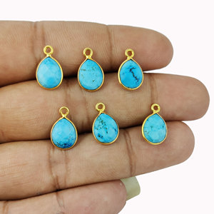 Pendentif lunette en forme de poire avec pierres précieuses - Product Image 4