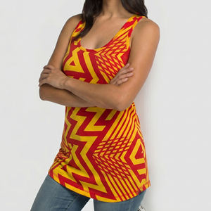 Women's <b>Red</b> Yellow Geometric Print V-Neck Tank <b>Top</b> Breathable Sporty Knitted Polyester Workout Fitness <b>Top</b> Reasonable Price - Product Image 4