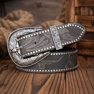 Ceinture pour hommes faite à la main élégante et formelle en cuir de vache pleine fleur boucle ardillon en alliage robuste finition Premium 1.5 pouces de largeur - Product Image 1