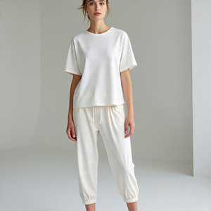 <b>Women</b> T Shirts Tracksuit 100% Cotton <b>Trouser</b> Sets Ladies Sportswear <b>Lightweight</b> Tee Shirts Track Suit Girls - Product Image 3