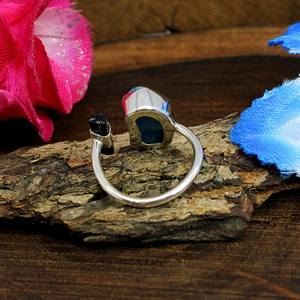 แหวนหรูหราทำด้วยมือเงินสเตอร์ลิง92.5อัญมณีพลอยสีเขียวนีออน apatite 4.60g เครื่องประดับพรีเมี่ยม - Product Image 2