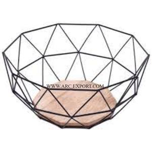 Iron and Wood Table Decoration Kitchen Ware Fruit <b>Storage</b> <b>Basket</b> Admirable Designing <b>Large</b> Size Metal Iron Black Color <b>Basket</b> - Product Image 1