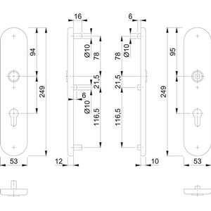 Par de Escuteciones Largas F69 PZ 72mm HOPPE Acabado Mate E3331/3310 para Cercas, Enrejados y Puertas - Product Image 3