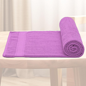 ผ้าขนหนูเทอร์รี่ย้อมสีพร้อมปักลายตามสั่ง 500GSM สีม่วง ขนาด 80x200 ซม. ผ้าฝ้าย 100% ผ้าขนหนูอาบน้ำคุณภาพดี ทนทาน - Product Image 1