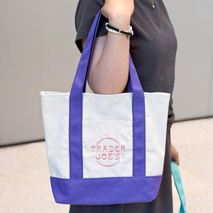 2025 tùy chỉnh thêu logo nhỏ nhỏ bạc hà màu xanh hồng kẹo màu Quà Tặng bông vải mua sắm Túi tote - Product Image 2