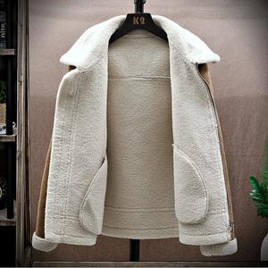 Veste d'hiver en cuir de fourrure intégrée pour hommes épaissie Casual Business Motorcycle Leather Blends Coat Social Streetwear Overcoat - Product Image 4