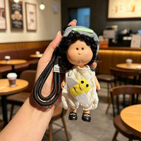 HECION Nouvelle Mini Poupée Pomme de Terre en Peluche de 14 CM, Tenue à Habiller, Jupe, Salopette, Adorable Fille aux Cheveux Bouclés, Porte-clés
