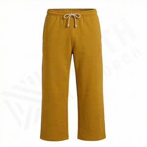 Pantalon de détente pour homme en jersey biologique, couleur personnalisée, anti-froissement, uni, teint, coupe ultra décontractée, jambe droite, décontracté - Product Image 1