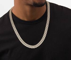 Collar de Cadena Cubana de Oro Blanco de 10 Quilates, 20 mm, Cadena con Diamantes Cultivados en Laboratorio, Joyería Hip Hop Vintage, Mejores Precios para Mujer, Cadena Fina - Product Image 3