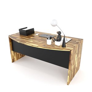 Executive Melaleuca Wood BGD68051 Desk with Rounded Edges and <b>Drawers</b> Luxury Contemporary Office Furniture - Product Image 1