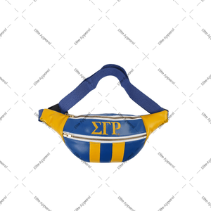 Élégant bleu royal or brodé Sigma Gamma Rho Fanny Pack fonctionnel taille sac ceinture motif PU matériel grec accessoire - Product Image 1