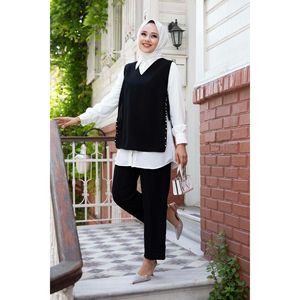Ensemble 3 pièces pour femmes, hijab noir en pierre, élégant et stylé, fabriqué en Turquie - Product Image 2