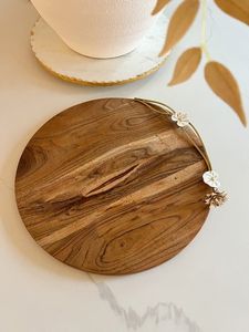 HANDMADE GOOD WOODEN ROUND DECORATIVE TRAY Wooden Round Serving Tray Large Round Wooden tray - Product Image 6