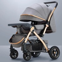 Poussette bébé légère, cadre en alliage d'aluminium, pliable, portable, capacité de charge de 15 kg, nouveau-né à 3 ans, tissu marron