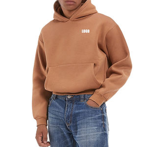Sudadera con capucha recortada Boxy Fit para hombre OEM Jersey personalizado 100% algodón 400 500 Gsm Sudadera con capucha de gran tamaño de peso pesado - Product Image 1