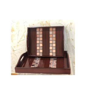 Plateau à dessert de table classique en bois d'acacia de qualité supérieure avec finition en bois brun naturel Plateau rectangulaire pour les fournisseurs de cuisine à domicile - Product Image 2