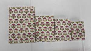 สมุดบันทึกพกพาทำมือ ปกผ้าฝ้ายพิมพ์ลายบล็อก หรูหรา เป็นมิตรกับสิ่งแวดล้อม ทำจากกระดาษรีไซเคิล  งานฝีมือ  พร้อมอุปกรณ์เครื่องเขียน - Product Image 4