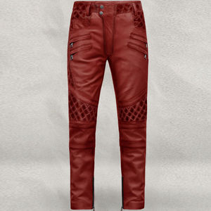 Pantalon en cuir pour hommes Vente en gros Pantalon de moto en cuir de vachette Pantalon en cuir véritable pour hommes de modèles OEM - Product Image 1