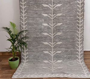 พรมผ้าฝ้ายสไตล์โมร็อกโกสีดำและสีขาวพรมโบโฮที่ทันสมัยชุดถักมือขนาดใหญ่ - Product Image 1