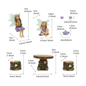 Mini juego de decoración de resina para mesa de hadas de jardín con adornos de mesa y taburete de madera para escenas de paisajismo - Product Image 5