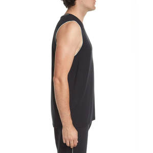 Camiseta sin mangas negra lisa de alta calidad de almacén 2026 para hombre con logotipo personalizado - Product Image 3