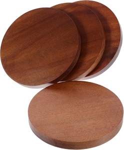 Posavasos Redondo de Madera Pulida, Estilo Bohemio, Ecológico, Hecho a Mano, con Superficie Lisa para Tazas de Café y Té, Precio al por Mayor - Product Image 1