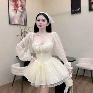 Vestido Corto de Princesa para Mujer, de Manga Corta, que Combina Perfectamente Elegancia y Comodidad, Informal y Formal para Diversos Eventos, Maxi Seda - Product Image 2