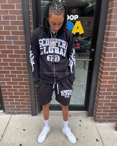 เสื้อฮู้ดกันหนาวมีฮู้ดสำหรับผู้ชายกางเกงขาสั้นแนวสตรีทวินเทจผ้าแอซิดความเป็นกรดซีดแสงแดดลดการออกแบบซิปเป็นมิตรกับสิ่งแวดล้อมผ้าปะติด - Product Image 2