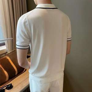 Polo con media cremallera de poliéster para hombre con cuello formal informal de diseño tejido de seda de hielo personalizado - Product Image 3