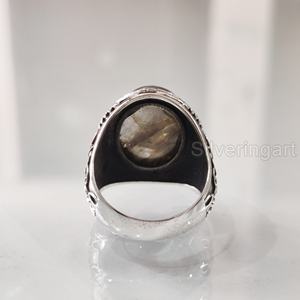 Vente en gros de bagues pour hommes en Labradorite de feu bleu naturel, pierres précieuses, pierres de naissance, toutes tailles, bijoux arabes fins, bagues en argent sterling 925 - Product Image 6