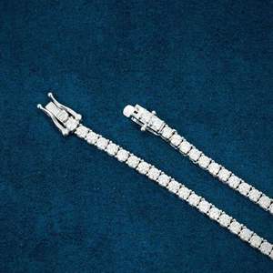 Collar de cadena de tenis personalizado plata esterlina diamante corte redondo - Product Image 6