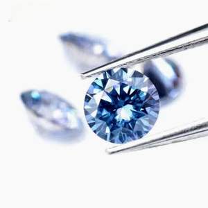 Moissanite ronde de 1 carat, 6,5 mm, couleur bleue étonnante, de laboratoire, qualité VVS1, grade D, A. U. Gems modèle 007 + cadeau gratuit - Product Image 3