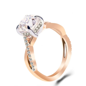 Bague de fiançailles de mariage de luxe personnalisée en or massif 14K taille coussin diamant de laboratoire certifié IGI pour femme - Product Image 5