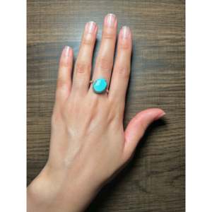 Bague en turquoise dorée et argent sterling, artisanat navajo, bijou de collection culturelle, taille 8 - Product Image 5