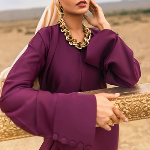 Vestido Abaya Islámico Modesto Premium 2024 para Mujer, con Botones Abiertos Personalizados, Color Mehoon, Lujoso, Ecológico, con Cola de Capilla, Burka - Product Image 3