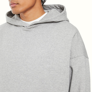 เสื้อกันหนาวมีฮู้ดโอเวอร์ไซส์ทรงครอปมีฮู้ดโอเวอร์ไซส์สำหรับผู้ชายผ้าฝ้ายกำหนดโลโก้ได้เอง - Product Image 1