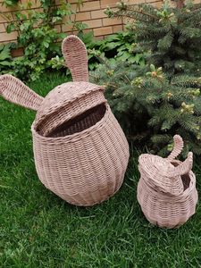 Handmade Decorative Rattan Bunny Shaped Storage <b>Basket</b> for Home Nursery & Kids Room Organization - Product Image 4