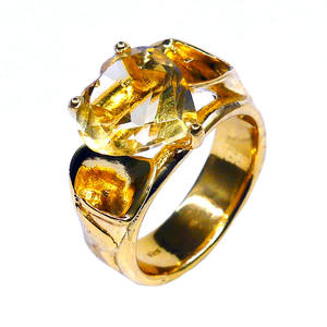 แหวนแต่งงานสีเงิน925สไตล์วินเทจพร้อมพลอยซิทรีนดีไซน์เนอร์ชุดปาร์ตี้ครบรอบคลาสสิก - Product Image 1