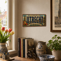 Letrero Metálico Vintage de Utrecht, Países Bajos, Estilo Rústico, Decoración de Pared para Bistro, Villa, Viajes, Diseño Antiguo Personalizado
