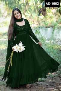 Ropa étnica india Fancy Georgette Plain Anarkali Vestidos con tallas grandes disponibles para bodas y festivales Ropa India - Product Image 6