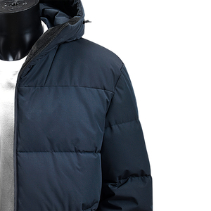 Personalizado de los hombres de invierno impermeable a prueba de viento transpirable ecológico de gran tamaño Puffer chaqueta capucha lona tela poliéster relleno - Product Image 6
