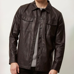 Camisa de cuero personalizada de alta calidad para hombre, ropa al por mayor terminada para primavera y otoño - Product Image 1