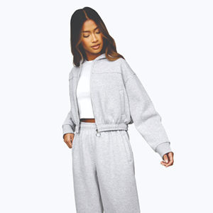 <b>Women's</b> Sustainable Athletic Tracksuit 65% Cotton 35% Polyester Cropped Hooded Winter <b>Coat</b> Breathable Back Front Printed Racing - Product Image 1