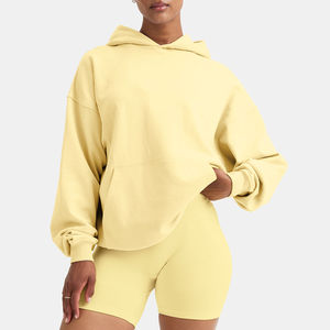 Sudadera con Capucha Extra Grande para Mujer, 100% Algodón Orgánico, con Logotipo Personalizado Bordado, Estilo Francés, con Bolsillo, Informal, Deportiva - Product Image 1