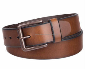 Cinturón informal de cuero con acabado de lujo hecho a mano para hombre, hebilla de latón con acabado de plata antigua, cuero de grano marrón premium - Product Image 4