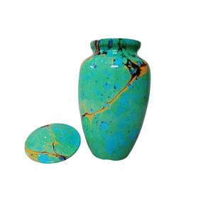 โกศบรรจุอัฐิสำหรับคนรักสิ่งแวดล้อม ทำจากอะลูมิเนียมสีฟ้าคราม งานฝีมือศิลปะสุดหรู สำหรับบรรจุอัฐิมนุษย์ ขายส่ง - Product Image 1