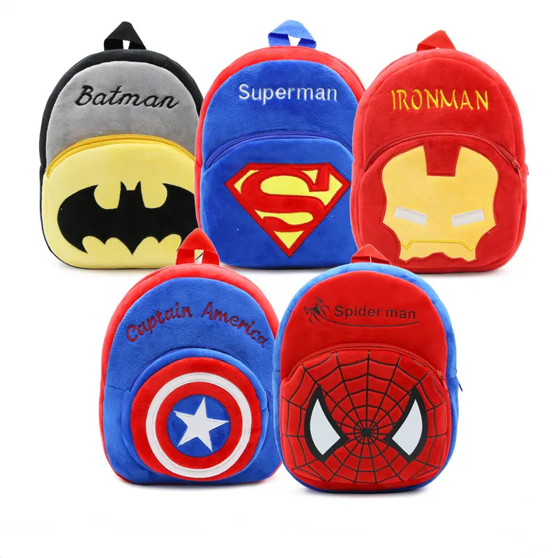 Plush cartoon schoolbag children's backpack kindergarten spider man toddler school back pack