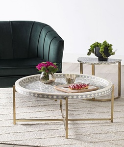 Muebles Modernos para el Hogar, Consola Antigua con Incrustaciones de Hueso, Taburete Hexagonal con Formas de Mosaico, Multifuncional para Almacén, Taller, Dormitorio, Escuela - Product Image 2