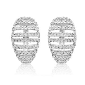 Pendientes de aro para mujer de plata de ley con diamantes blancos naturales de corte redondo de 1,10 quilates, regalo de boda - Product Image 3